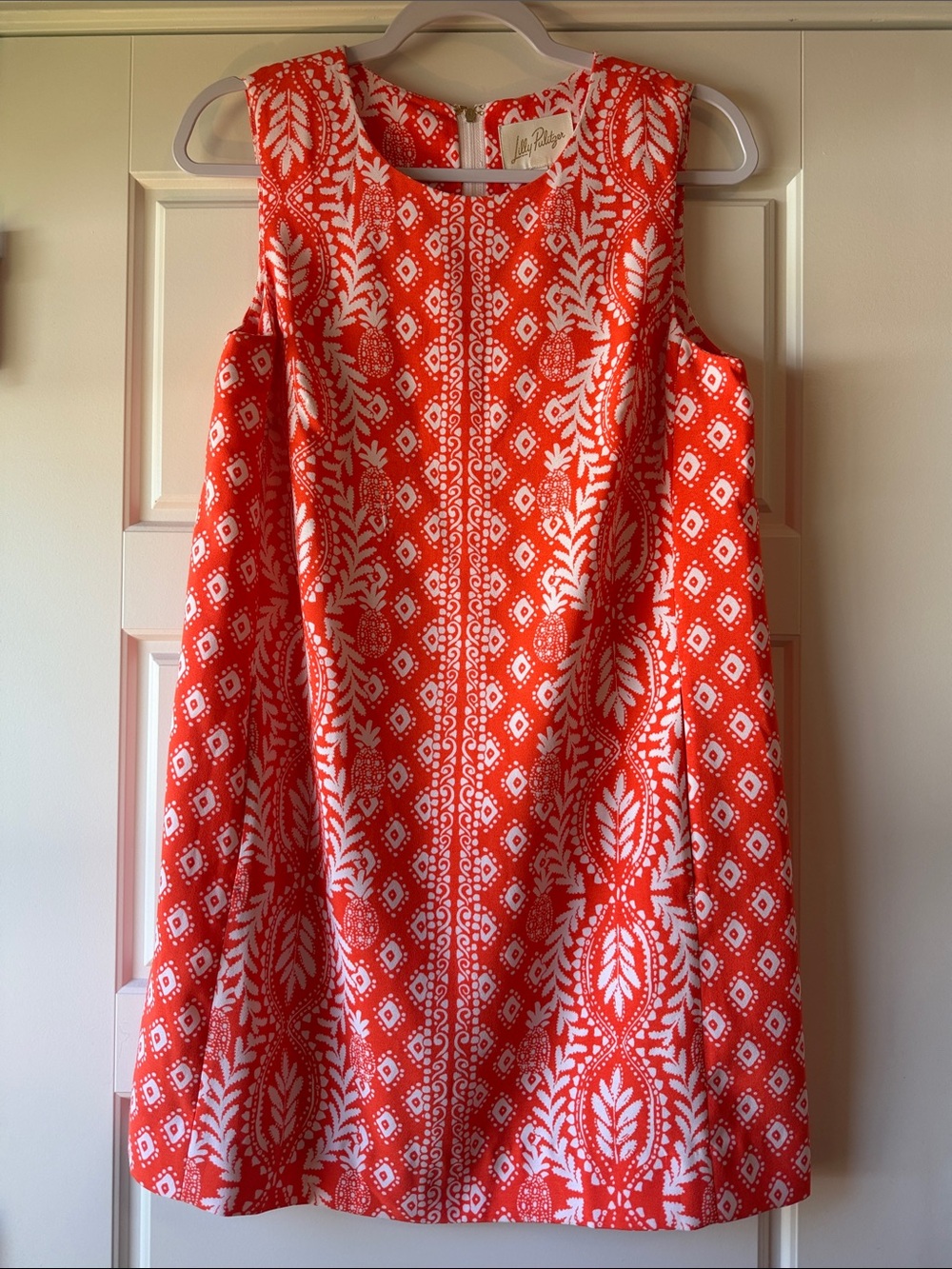 Lilly Pulitzer Coral & White Printed Sleeveless Mini Dress